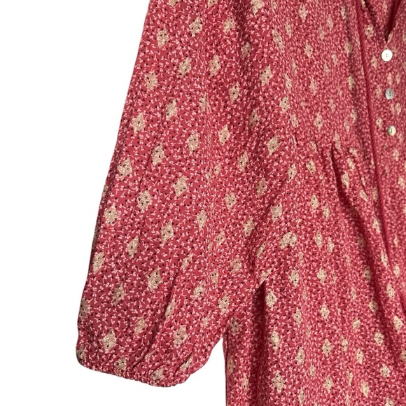 Scandal Italy Ordell Lurex Diamond Print Tiered Boho Mini Dress Long SL M Pink - Picture 9 of 11